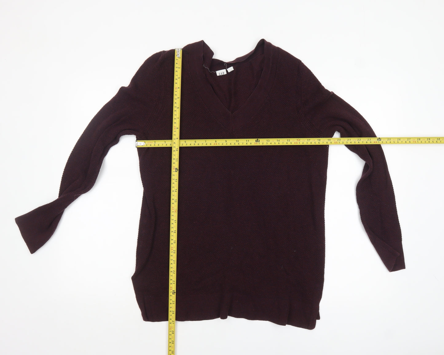 GAP Men’s Brown Cotton Blend V-Neck Jumper Size L