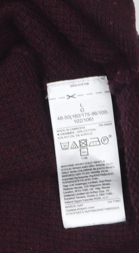 GAP Men’s Brown Cotton Blend V-Neck Jumper Size L