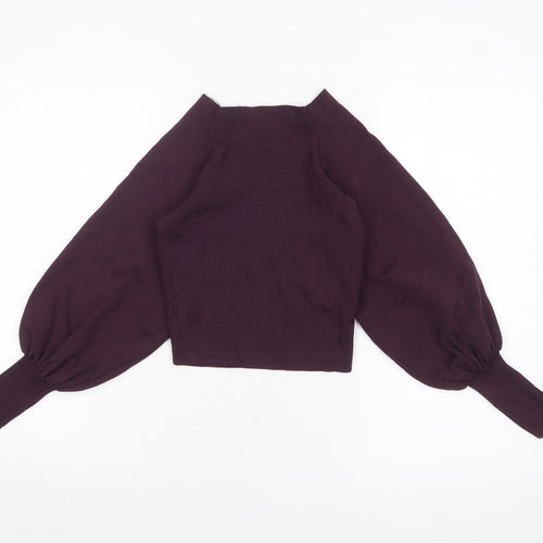 Topshop Women Purple Balloon Sleeve Knit Jumper Size 8