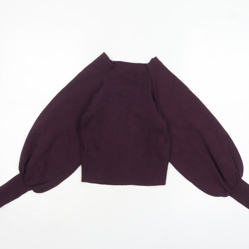Topshop Women Purple Balloon Sleeve Knit Jumper Size 8