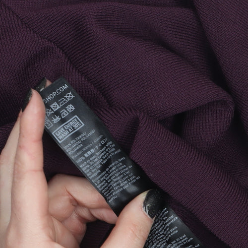 Topshop Women Purple Balloon Sleeve Knit Jumper Size 8