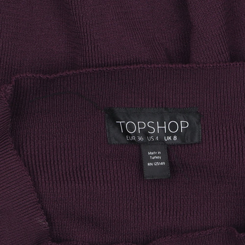 Topshop Women Purple Balloon Sleeve Knit Jumper Size 8