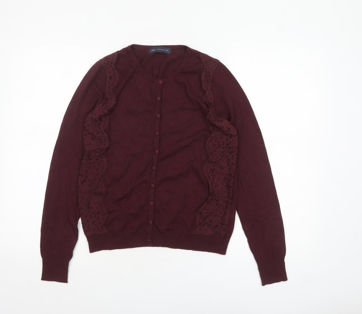 Marks and Spencer Women Purple Lace Button Cardigan Size 8