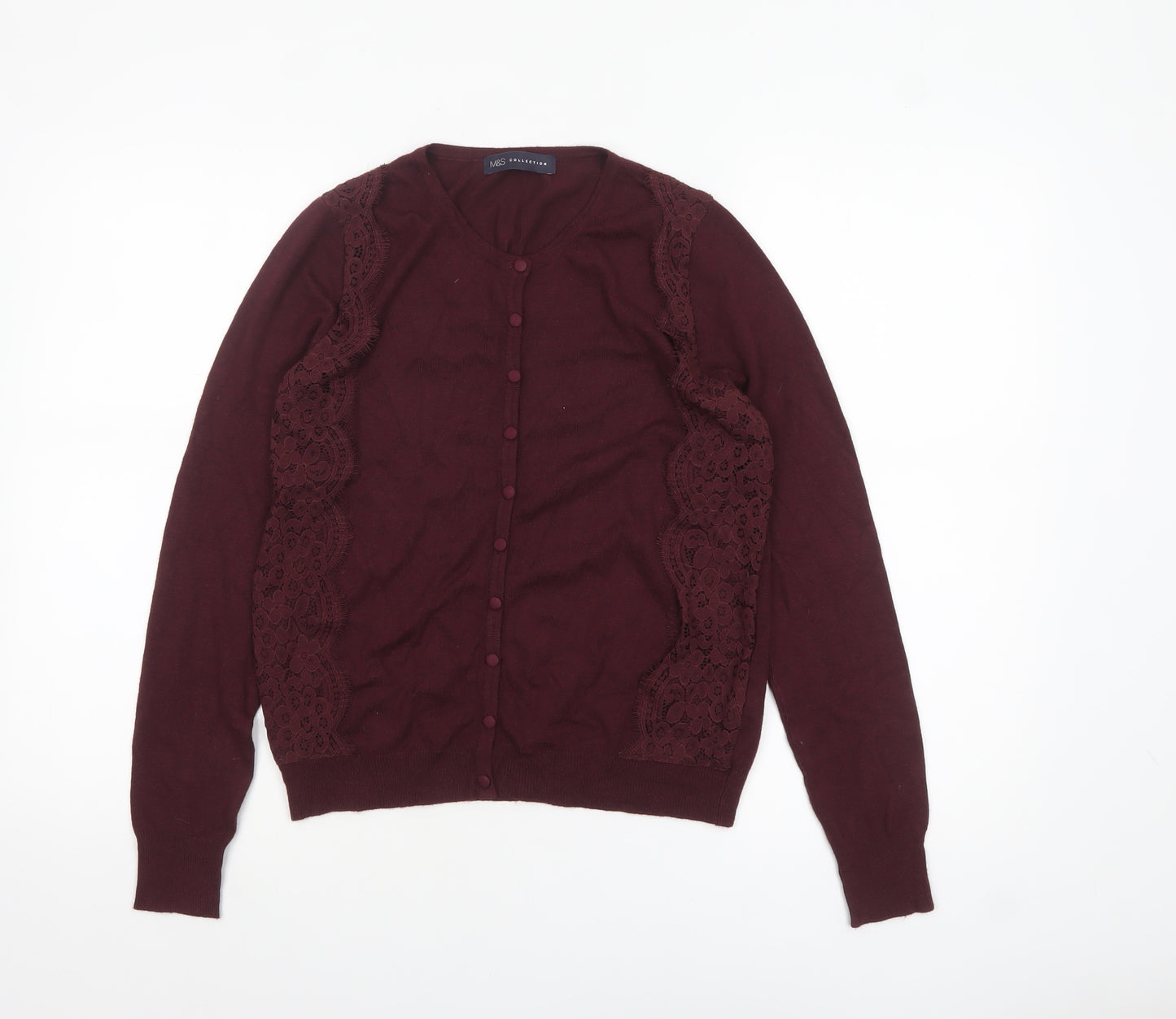 Marks and Spencer Women Purple Lace Button Cardigan Size 8