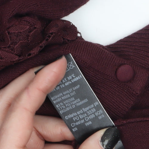 Marks and Spencer Women Purple Lace Button Cardigan Size 8