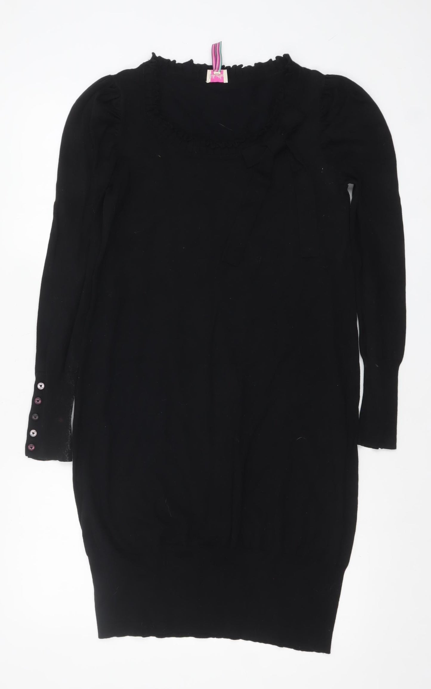 Whistles Women's Black Knit Bow Detail Pullover Jumper Size 2