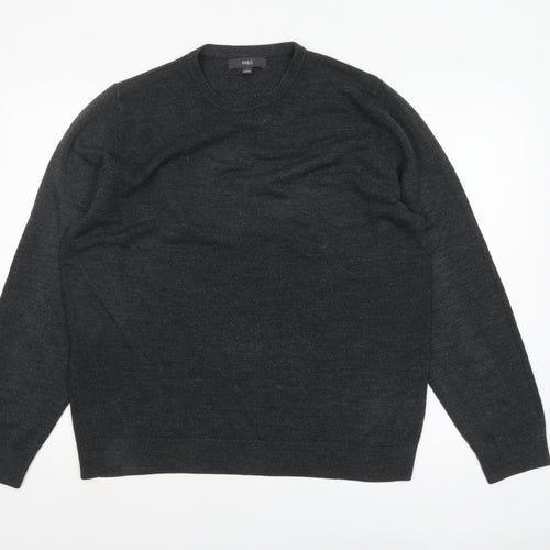Marks and Spencer Men's Black L Acrylic Crew Neck Pullover Jumper