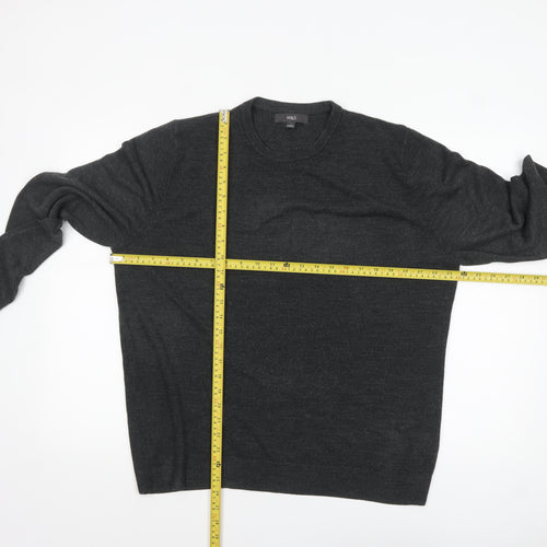 Marks and Spencer Men's Black L Acrylic Crew Neck Pullover Jumper