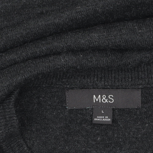 Marks and Spencer Men's Black L Acrylic Crew Neck Pullover Jumper