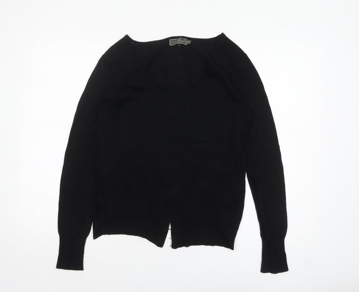 Mint Velvet Womens Black Size 8 Scoop Neck Hook Cardigan