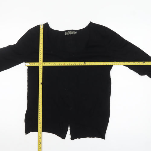 Mint Velvet Womens Black Size 8 Scoop Neck Hook Cardigan