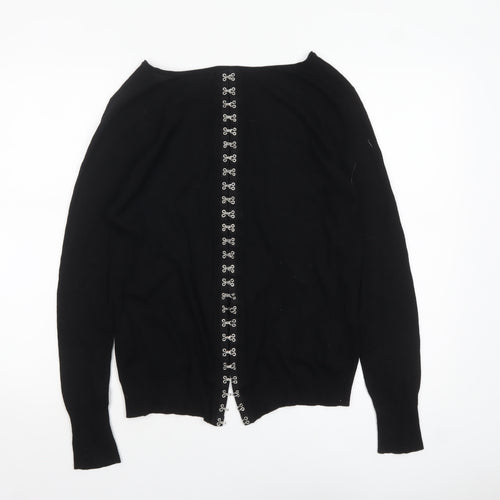 Mint Velvet Womens Black Size 8 Scoop Neck Hook Cardigan