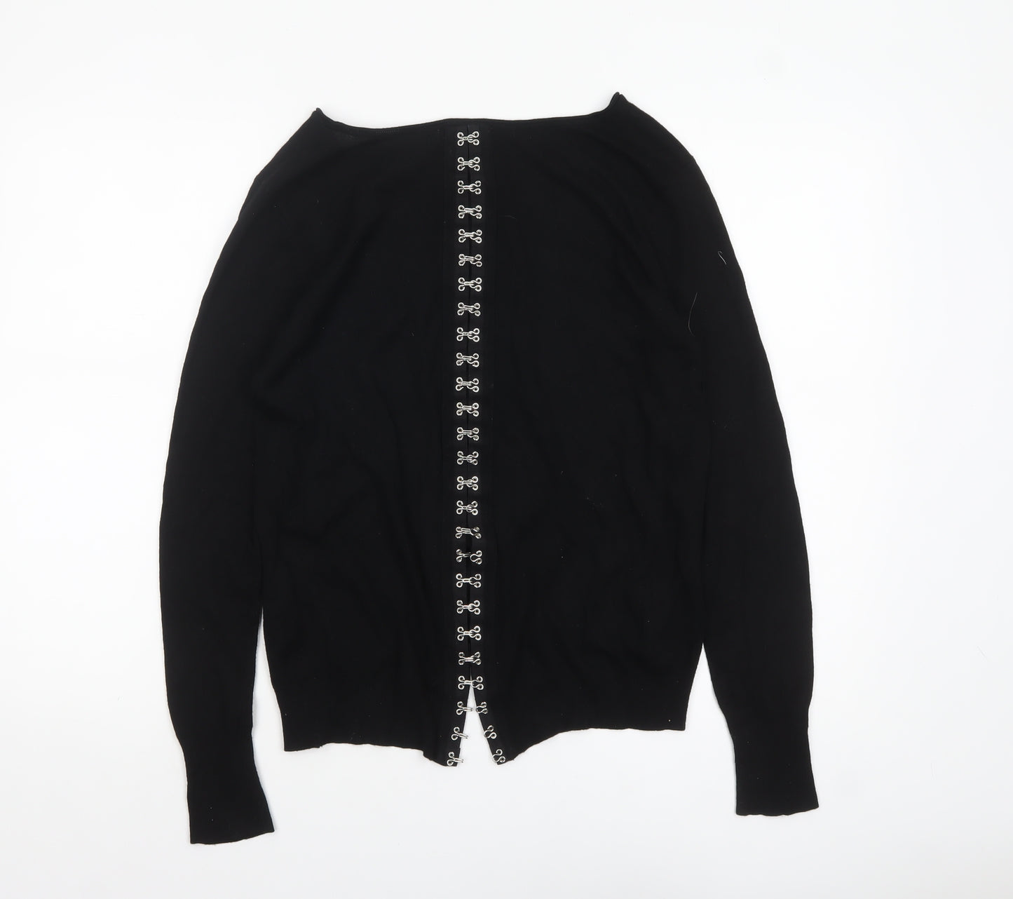 Mint Velvet Womens Black Size 8 Scoop Neck Hook Cardigan