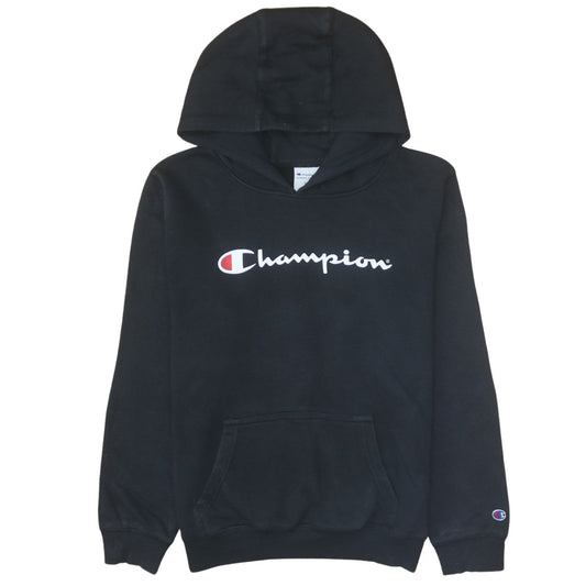Champion Teens Black Pullover Hoodie Sweatshirt Youth 14 Logo Print