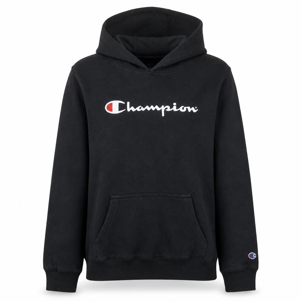 Champion Teens Black Pullover Hoodie Sweatshirt Youth 14 Logo Print