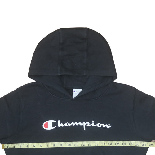 Champion Teens Black Pullover Hoodie Sweatshirt Youth 14 Logo Print