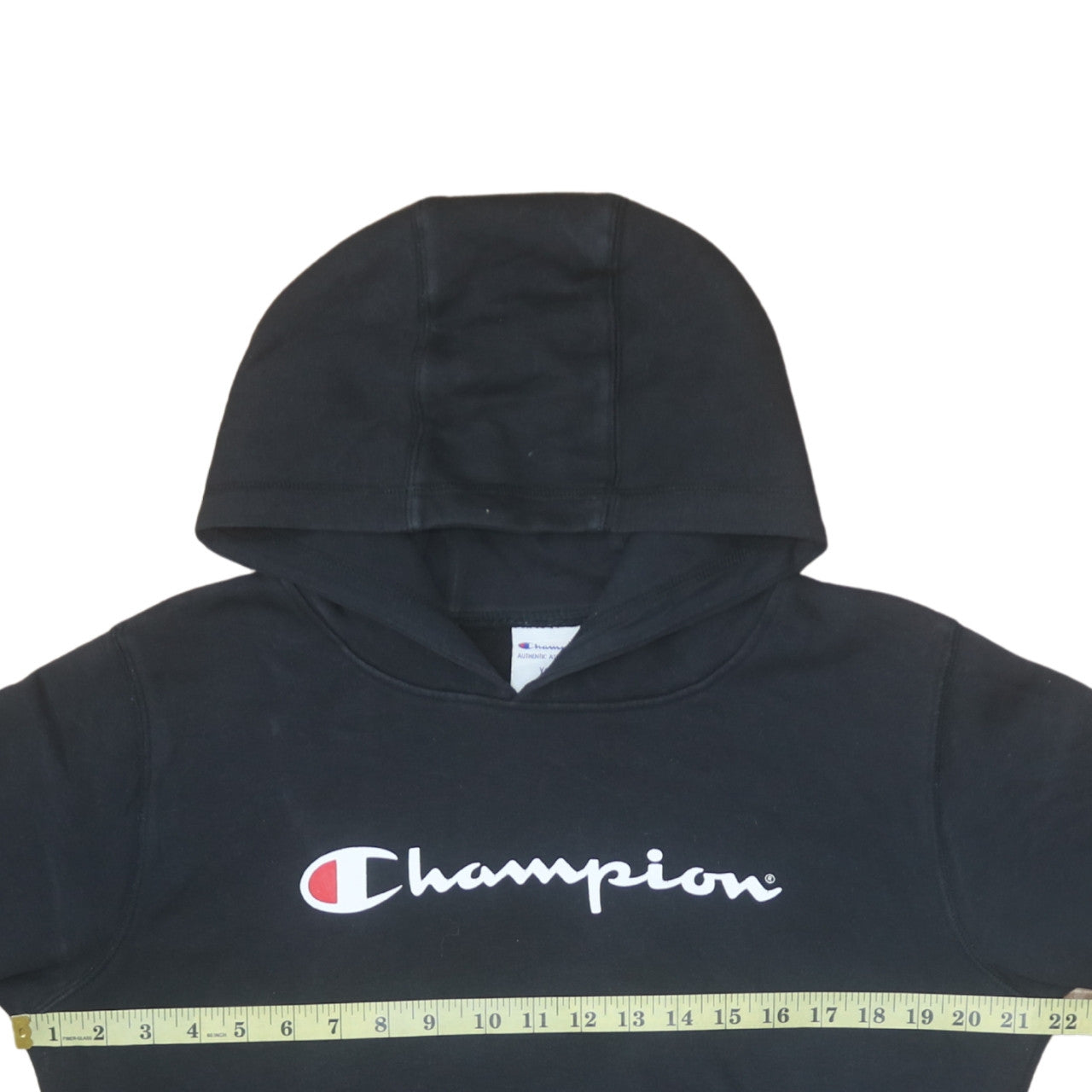 Champion Teens Black Pullover Hoodie Sweatshirt Youth 14 Logo Print
