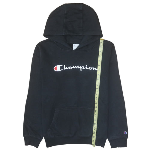 Champion Teens Black Pullover Hoodie Sweatshirt Youth 14 Logo Print