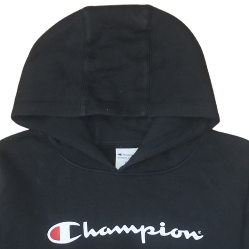 Champion Teens Black Pullover Hoodie Sweatshirt Youth 14 Logo Print