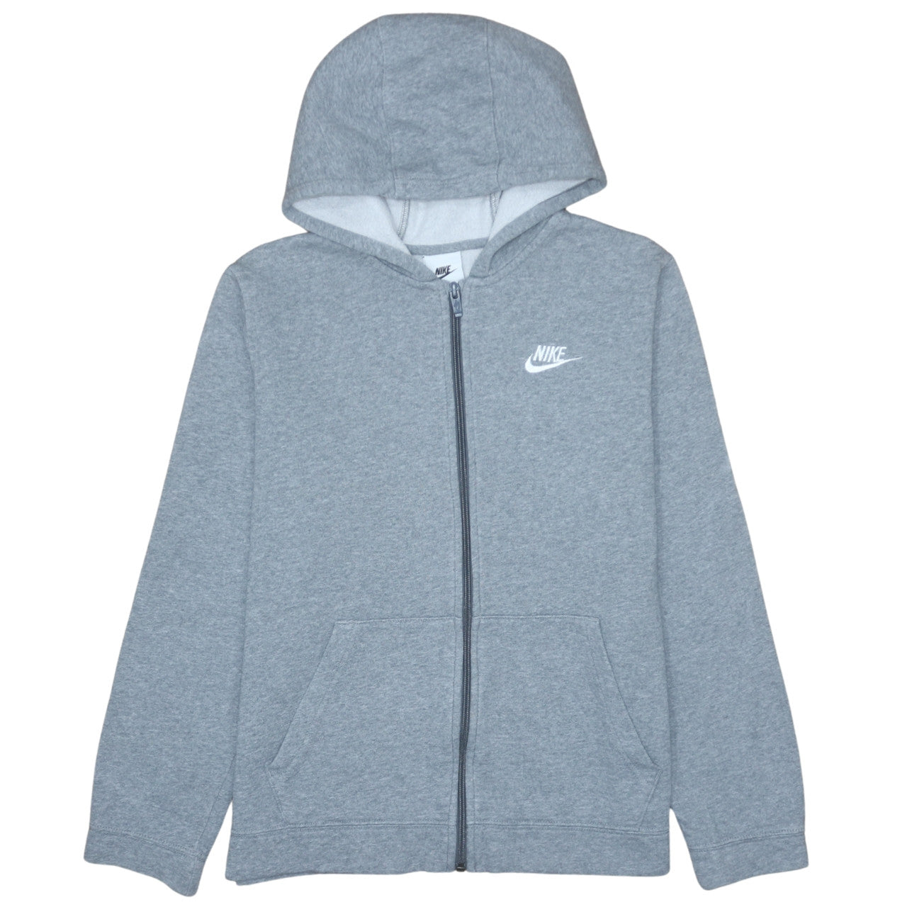 Nike Teens Grey Full Zip Hoodie XL Regular Fit Fleece