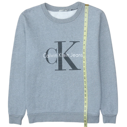 Calvin Klein Jeans Men's Grey Logo Sweatshirt M Crew Neck Pullover