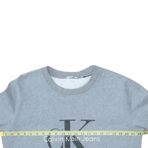 Calvin Klein Jeans Men's Grey Logo Sweatshirt M Crew Neck Pullover