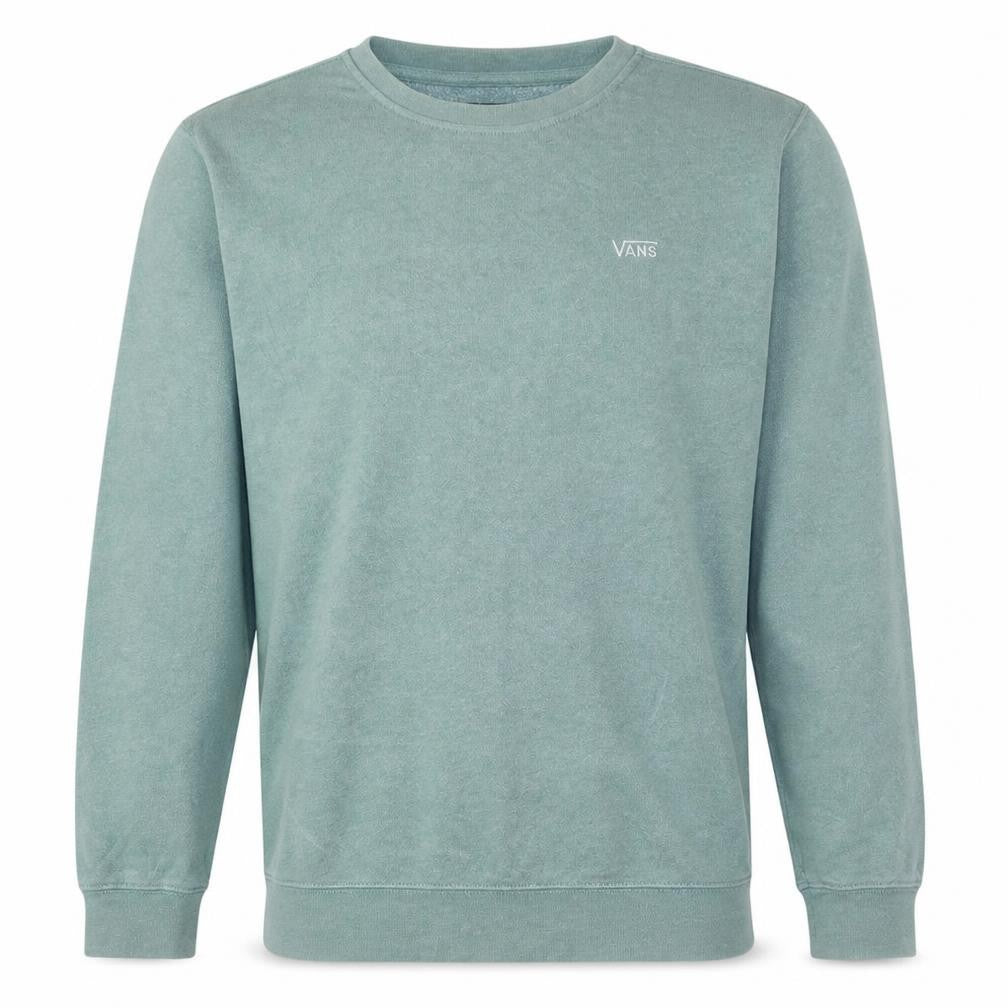 Front view of Vans men’s green pullover crew neck fleece sweatshirt medium