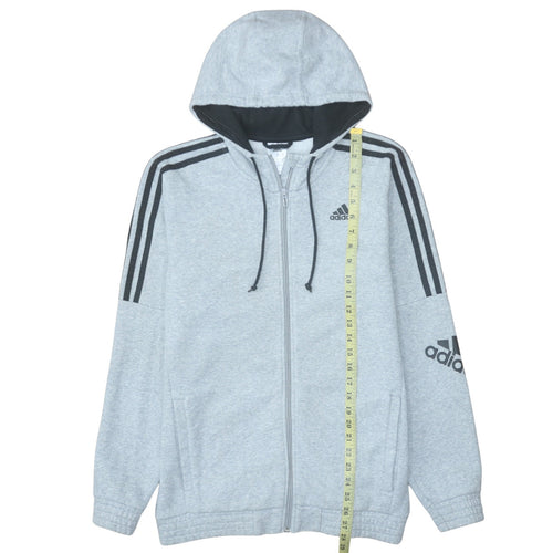 Adidas Men's Grey Full Zip Hoodie M Sportswear Fleece Jacket