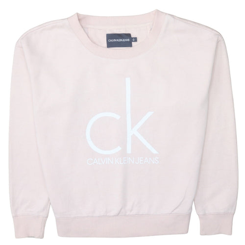 Calvin Klein Jeans Womens Pink Crew Neck Pullover Sweatshirt M