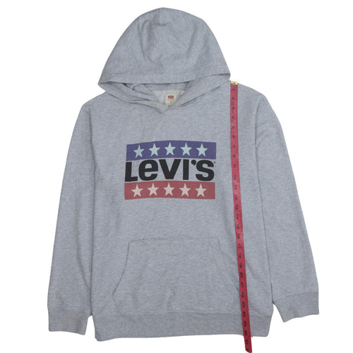 Levi's Men's Grey XL Pullover Hoodie with Logo Graphic Print