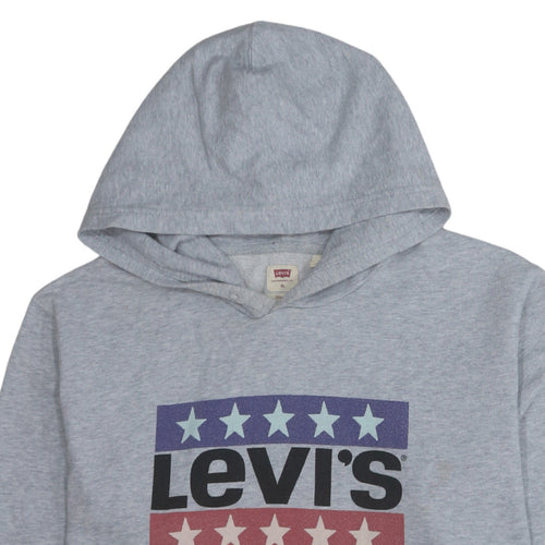Levi's Men's Grey XL Pullover Hoodie with Logo Graphic Print