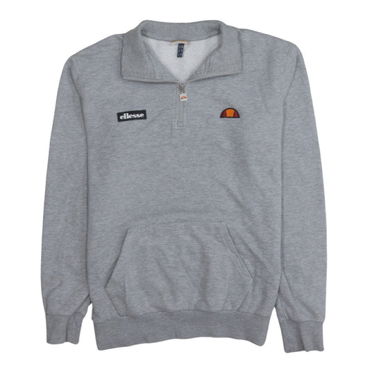Ellesse Mens Grey 1/4 Zip Fleece Sweatshirt Size M Sports Logo Top