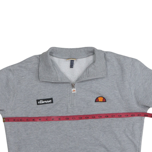 Ellesse Mens Grey 1/4 Zip Fleece Sweatshirt Size M Sports Logo Top