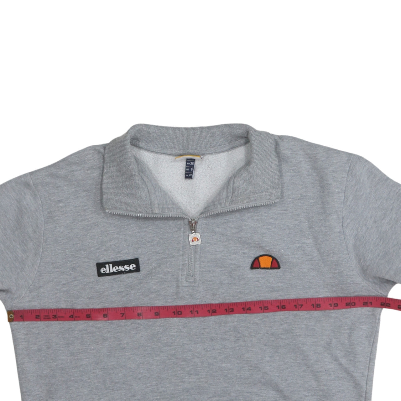 Ellesse Mens Grey 1/4 Zip Fleece Sweatshirt Size M Sports Logo Top