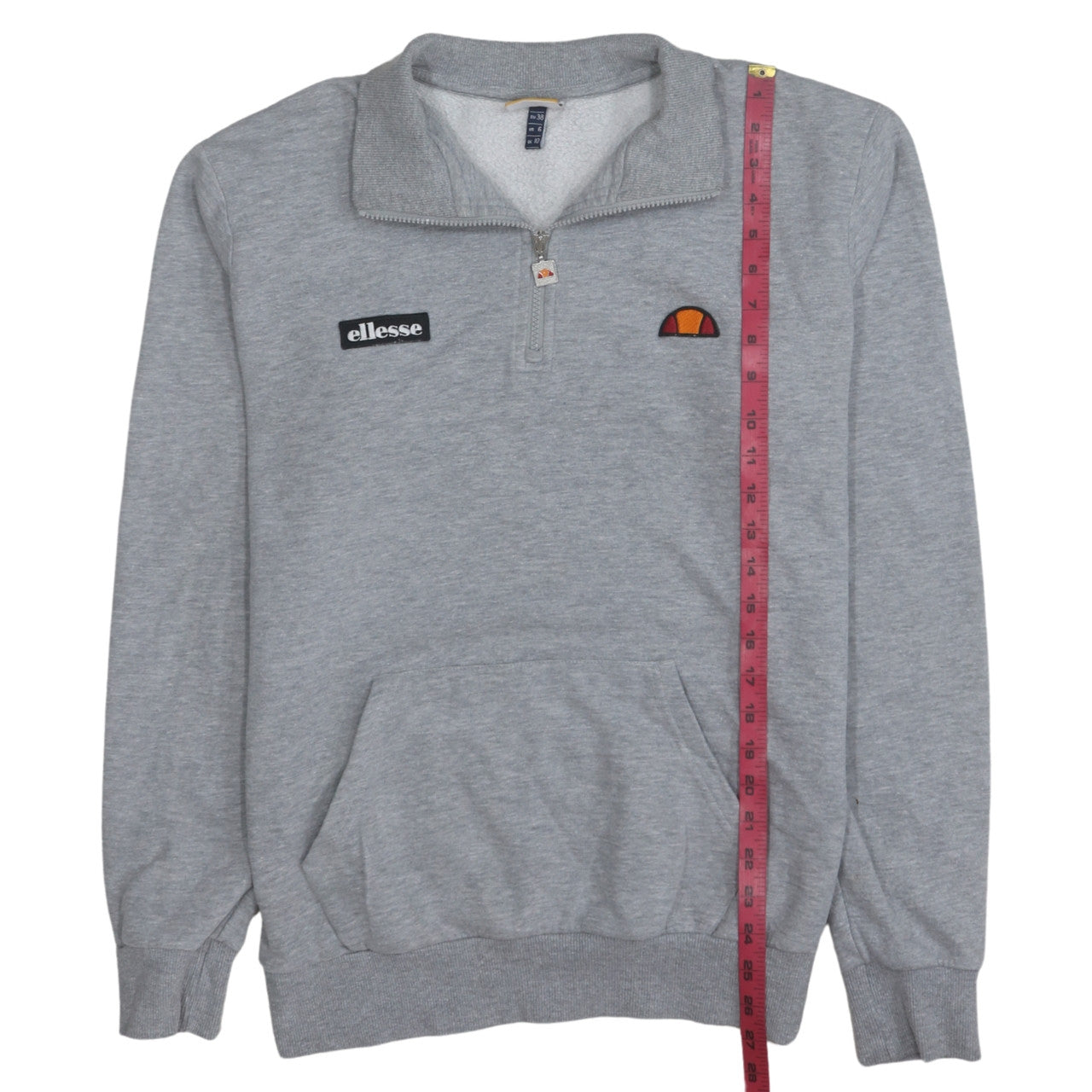 Ellesse Mens Grey 1/4 Zip Fleece Sweatshirt Size M Sports Logo Top