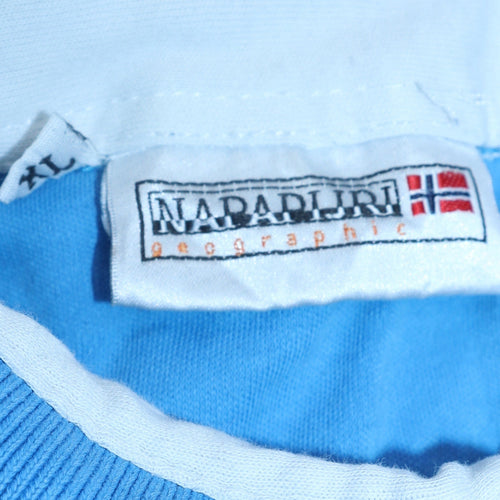 Napapijri Blue Men's XL Polo Shirt Embroidered Cotton Casual Sports