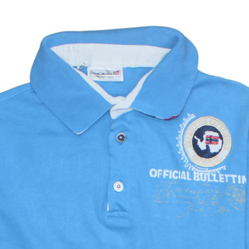Napapijri Blue Men's XL Polo Shirt Embroidered Cotton Casual Sports