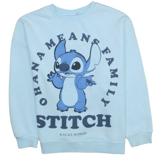 Disney Women Blue Stitch Crew Neck Pullover Sweatshirt Size S 10/12