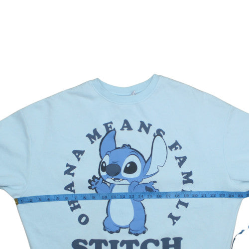 Disney Women Blue Stitch Crew Neck Pullover Sweatshirt Size S 10/12