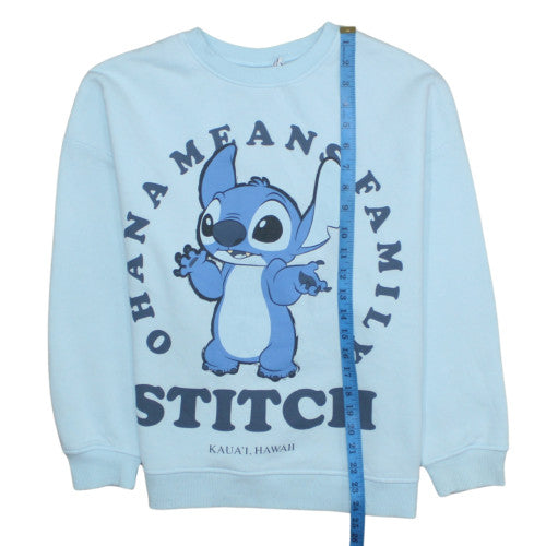 Disney Women Blue Stitch Crew Neck Pullover Sweatshirt Size S 10/12