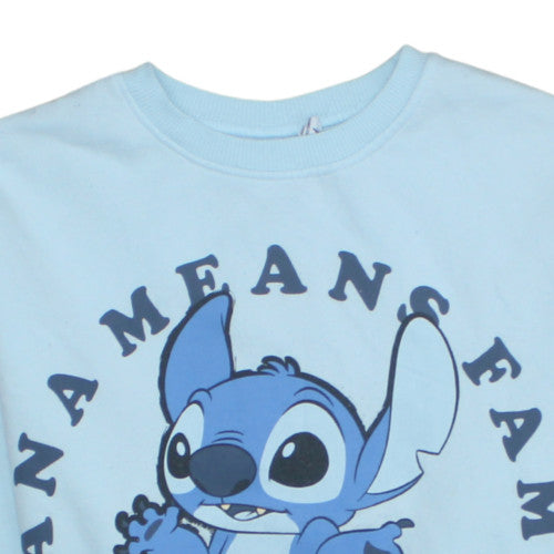 Disney Women Blue Stitch Crew Neck Pullover Sweatshirt Size S 10/12