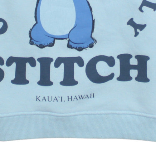 Disney Women Blue Stitch Crew Neck Pullover Sweatshirt Size S 10/12