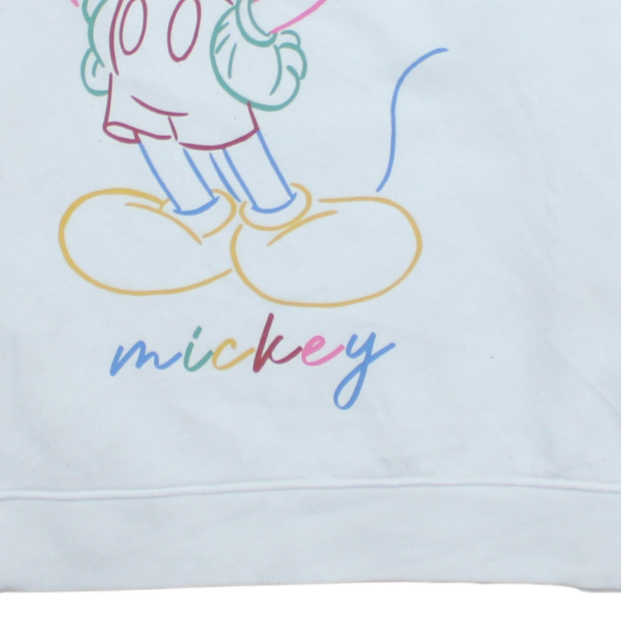 Disney Womens White Mickey Mouse Sweatshirt Size M Graphic Cotton Blend