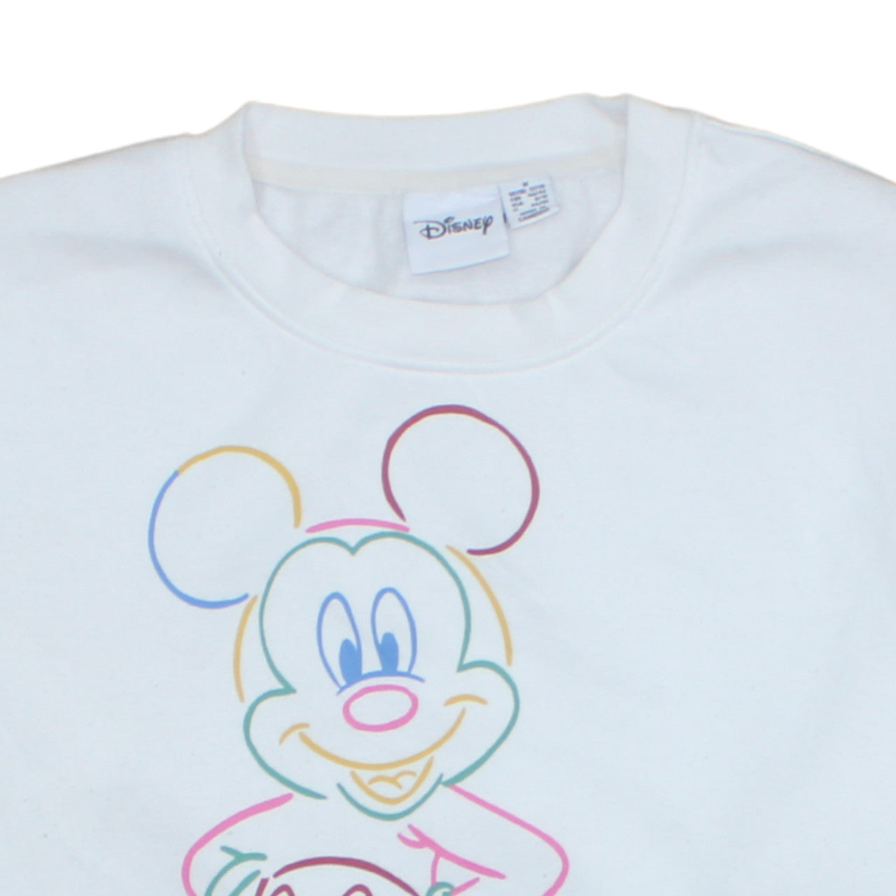 Disney Womens White Mickey Mouse Sweatshirt Size M Graphic Cotton Blend