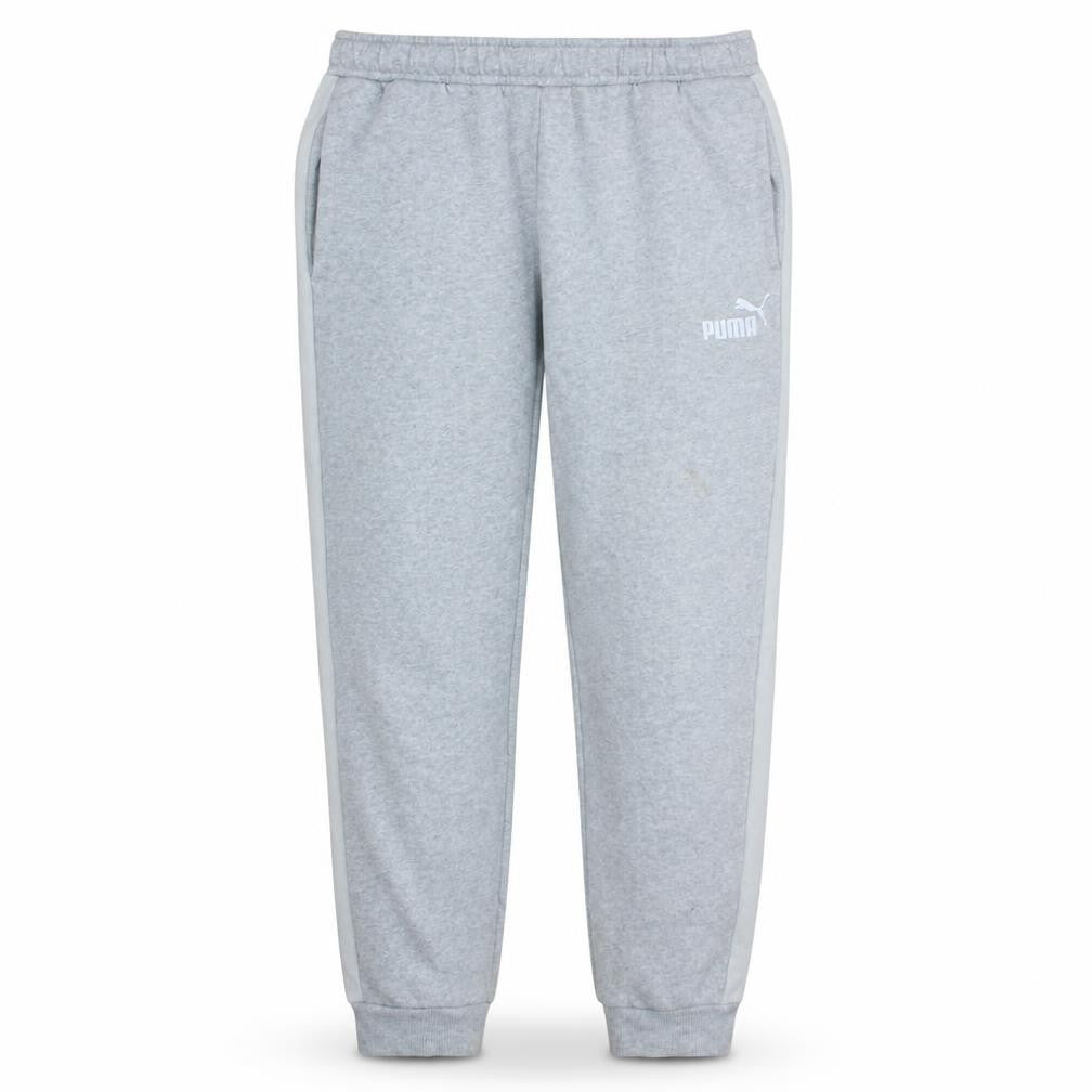 Front view of Puma Men's Grey Jogger Sweatpants M Regular Fit Elastic Waist