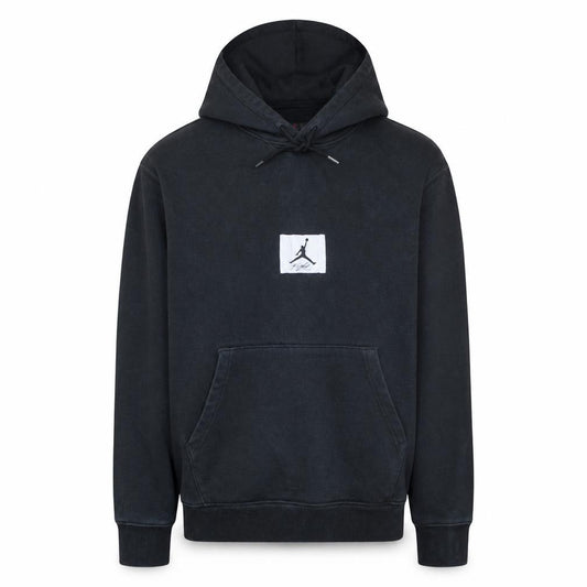 Front view of Jordan Men's Black Pullover Hoodie M Sports Fleece Sweatshirt