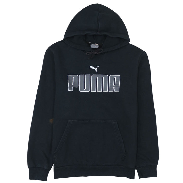 Puma Men's Black Pullover Hoodie M Regular Fit Logo Fleece Sweatshirt