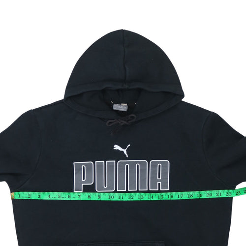 Puma Men's Black Pullover Hoodie M Regular Fit Logo Fleece Sweatshirt