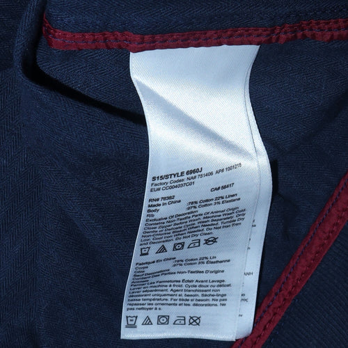 Timberland Men's Blue Cotton Linen Full Zip Jacket Size L