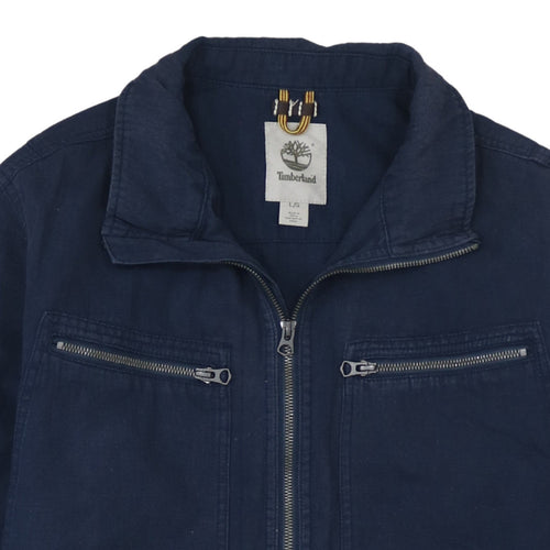 Timberland Men's Blue Cotton Linen Full Zip Jacket Size L